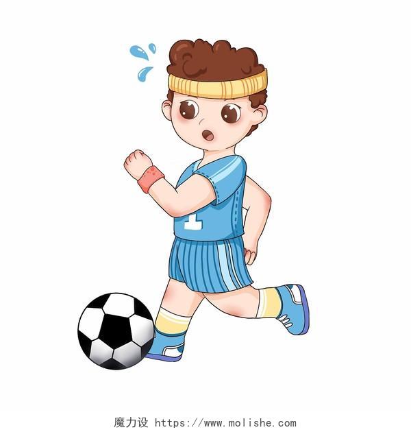 卡通运动踢足球人物男生插画素材png